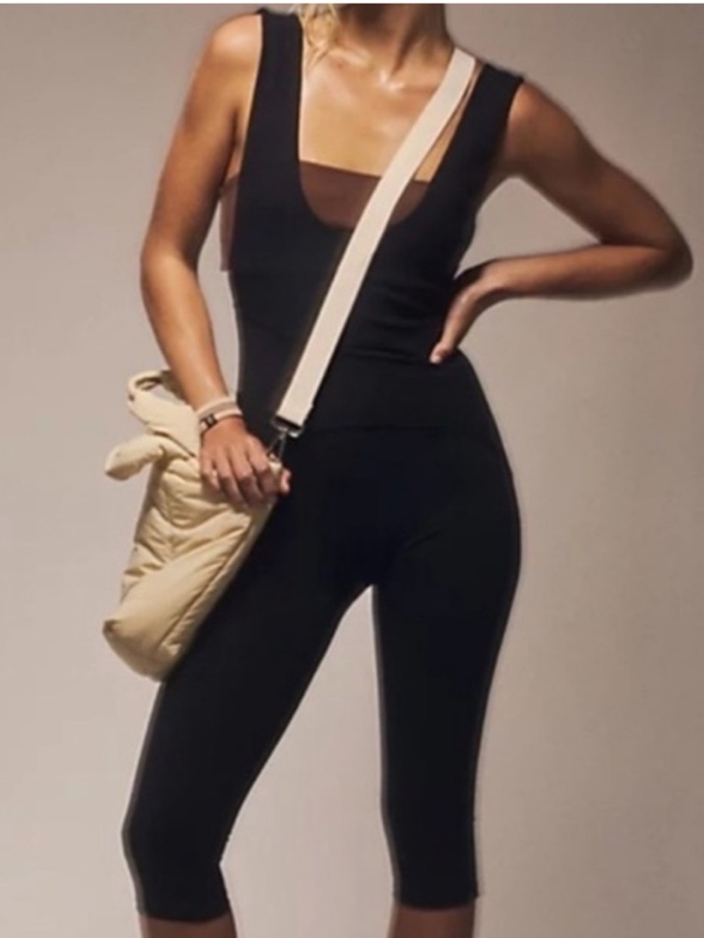 Free People Movement Black & Brown She's A Maniac Jumpsuit One Piece